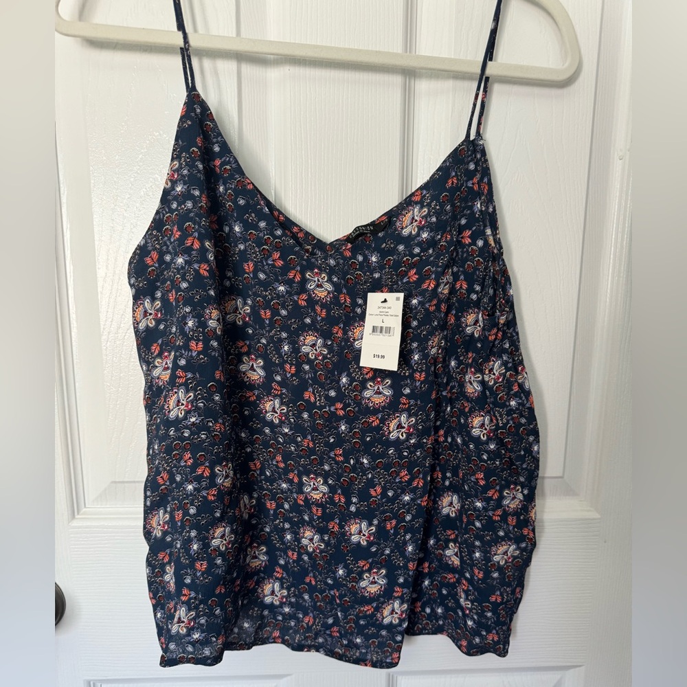 Floral Navy Blue Women's Tank Top